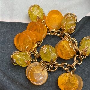 Source Unknown Gold and Orange Bracelet